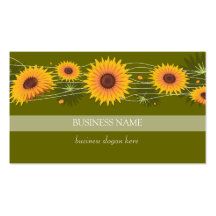Sunflowers Dark Background Business Business Card Template