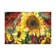 sunflowers flowers watercolor painting gallery wrapped canvas