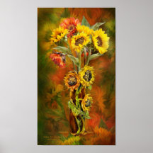Sunflowers In Sunflower Vase Art Poster/Print