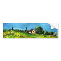 SUNFLOWERS IN TUSCANY COUNTRYSIDE-detail Bumper Stickers