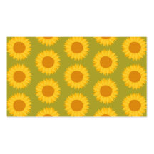 Sunflowers on Khaki Green. Floral Pattern. Business Card