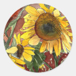 sunflowers painting art gifts round stickers
