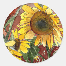 sunflowers painting art gifts round stickers