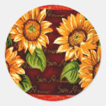 Sunflowers Round Stickers