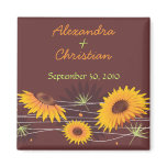 Sunflowers Save The Date Wedding Announcement 3 Refrigerator Magnets