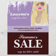 Sunglasses Flyer Hair Salon Makeup Purple Blonde