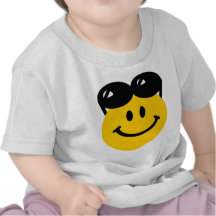 Sunglasses perched on top of head smiley face t shirts