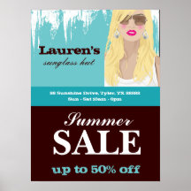 Sunglasses Sale Poster Fashion Salon Makeup Blonde