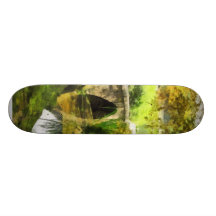 Sunlit Bridge in Park Skate Board Deck