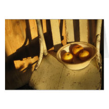 Sunlit chair with apples card