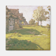 Sunlit Day. A Small Village, 1898 Magnet