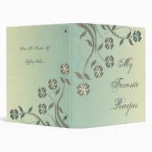 Sunny and Pistachio Floral Swirl Recipe Book Vinyl Binder