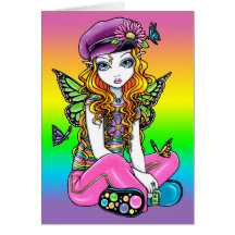 "Sunny" Butterfly Rainbow Fairy Art Card