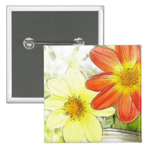 Sunny Dahlias Button
