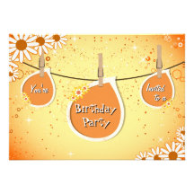 Sunny Daisy Clothesline Birthday Party Invitation
