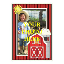 Sunny Day Red Barn - Kids' Party or Baby Shower Custom Announcements