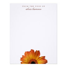 Sunny Orange gerbera flower from the desk of note Personalized Invite