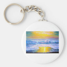 Sunny Seascape Painting by Mazz Key Chains