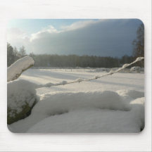 Sunny Snowy Fields Mouse Pads