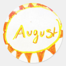 sunny sugust round sticker