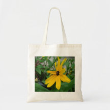Sunny yellow dalia canvas bag