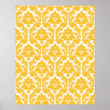 Sunny Yellow Damask Print