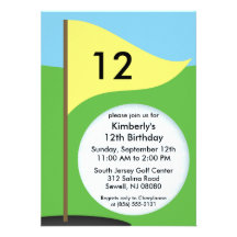 Sunny Yellow Let's Bogie Mini Golf Birthday Party Personalized Invitations