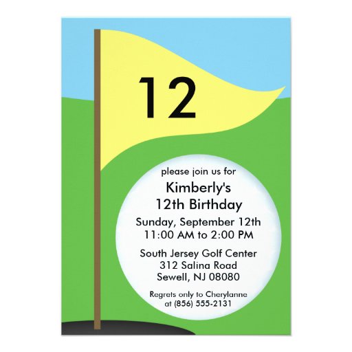 Sunny Yellow Let's Bogie Mini Golf Birthday Party Personalized Invitations