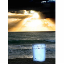 Sunrise on beach orange with blue bucket acrylic cut out