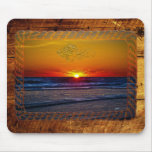 Sunrise Over Atlantic Ocean Rope Frame Mouse Pad