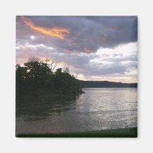 Sunrise Over River at Point Park Magnets