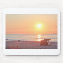 Sunrise Sandy Beach Ocean Lifeguard Stand Photos Mousepad