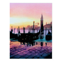 "Sunrise St. Mark's" Gondola Watercolor postcards