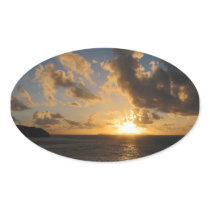 Sunrise With Clouds St. Martin Oval Stickers