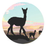 Sunset Alpacas Round Sticker