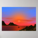 Sunset and Boat Poster