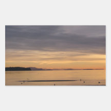 Sunset and Sea Birds Rectangular Stickers