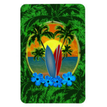 Sunset And Surfboards Rectangular Magnet