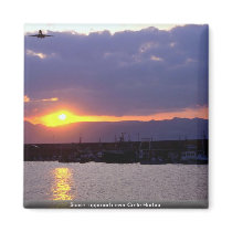 Sunset approach over Crete Harbour Magnets