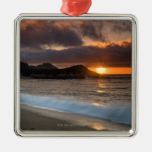 Sunset at Monastery Beach, Carmel, California, Christmas Tree Ornaments