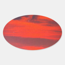 sunset at mystical mount fuji japan  crayons oval stickers