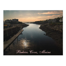 Sunset at Perkins Cove, York, Maine   Postcard