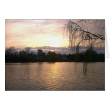 Sunset at Reservoir Greeting Cards