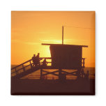 Sunset at Santa Monica State Beach Magnet
