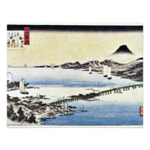 Sunset At Seta By Hiroshige Utagawa (Best Quality) Invitations