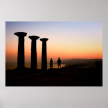 Sunset At The Athena Temple Posters