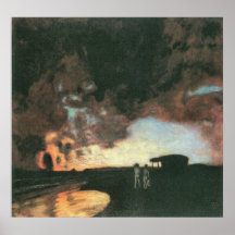 Sunset at the sea by Franz von Stuck Posters