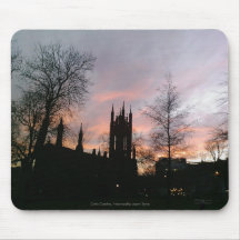 Sunset Behind Chuch and Tree Silhouettes Mousemat Mouse Pads