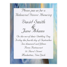Sunset blue - wedding rehearsal dinner personalized announcements