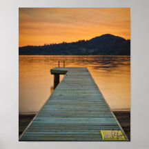 Sunset by Dock on Lake art print